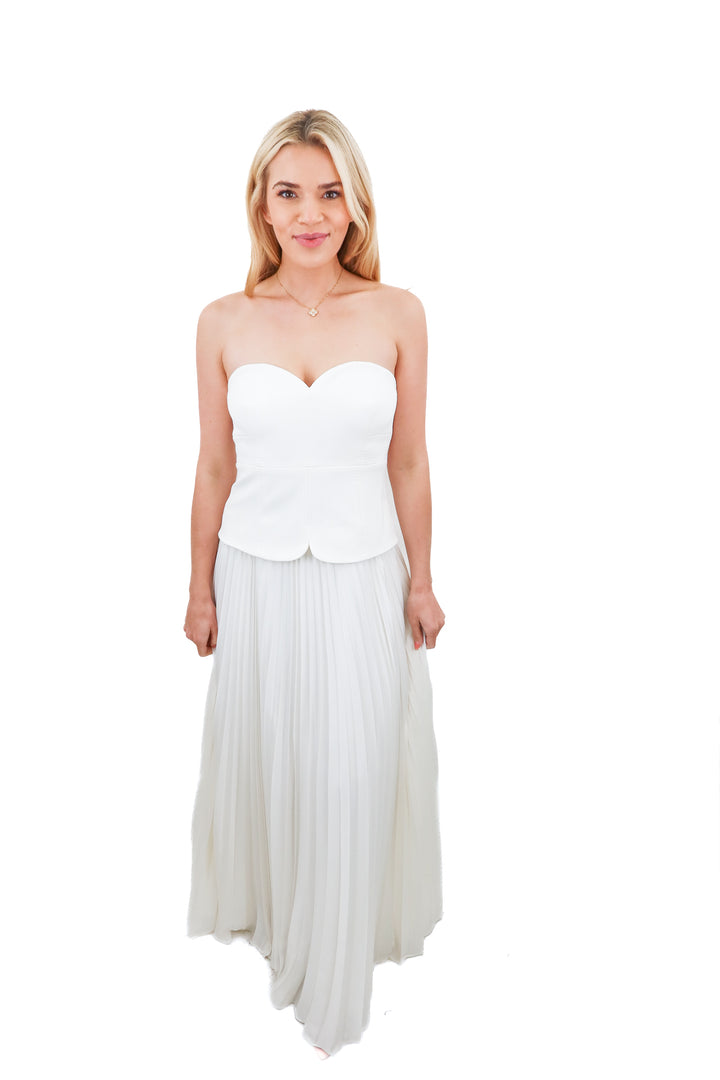 antonio melani white strapless maxi dress (6; retail $299)
