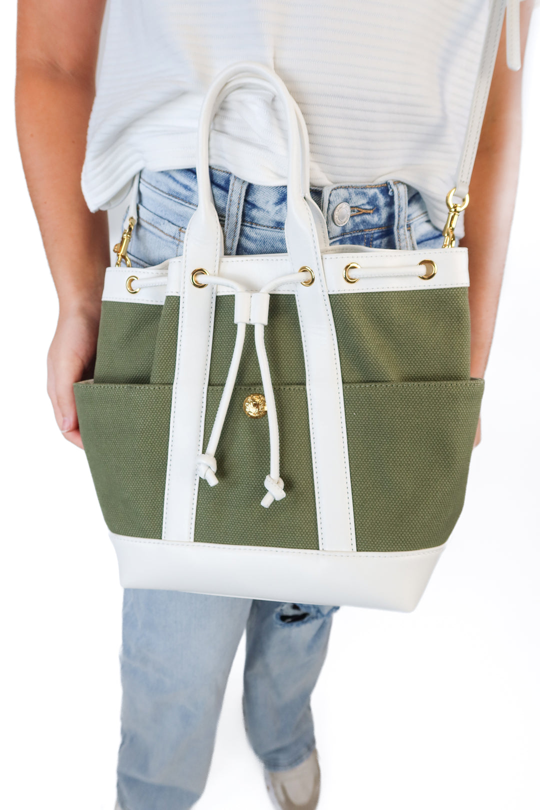 Veronica Beard Green and White Goody Bag NWOT (Retail $448)