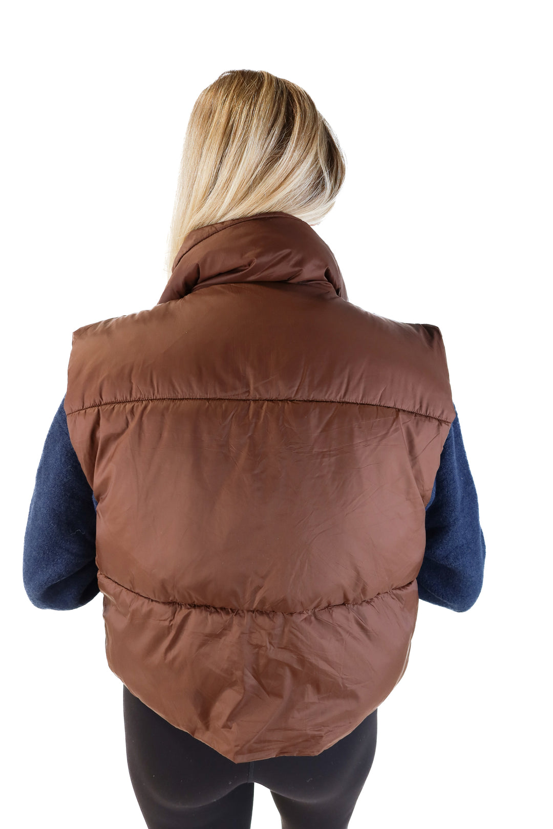 Cropped Brown Puffer Vest (L)*