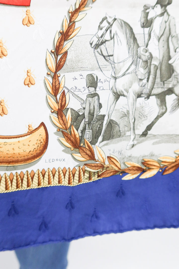 Hermes "napoleon" silk scarf (vintage; est. $690)