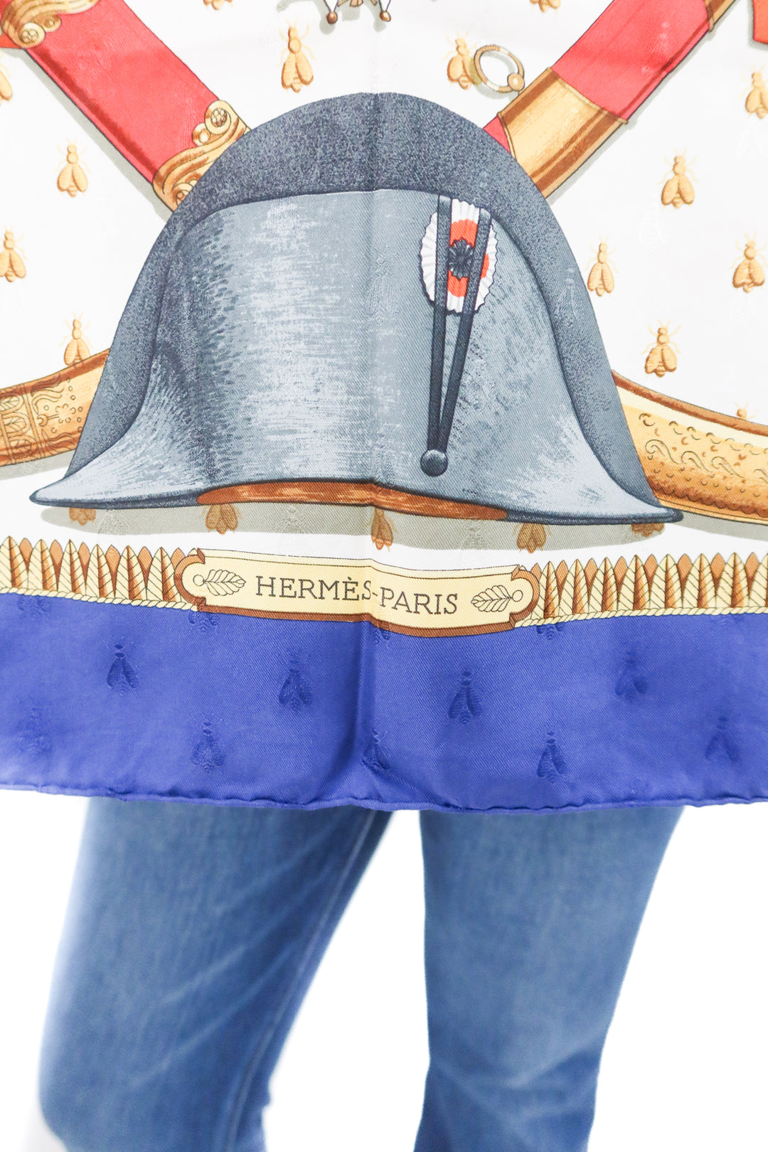 Hermes "napoleon" silk scarf (vintage; est. $690)