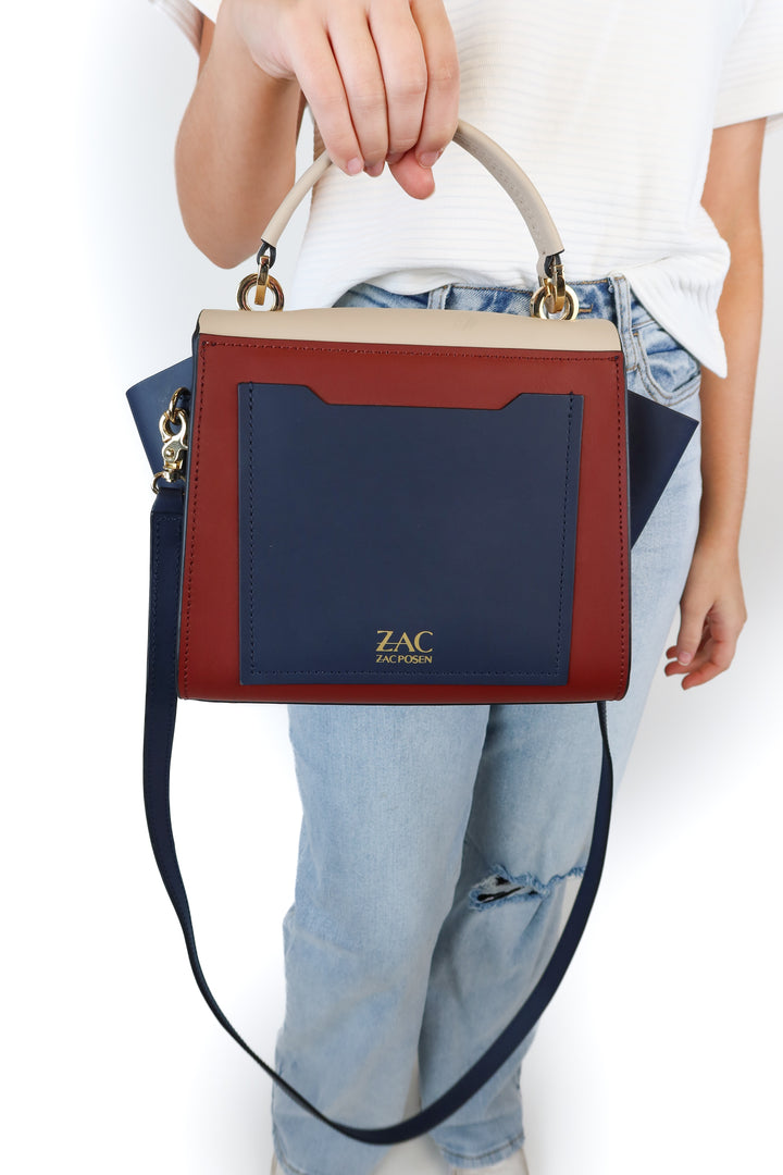 ZAC Zac Posen Taupe/Wine/Navy Handbag (retails for $350)