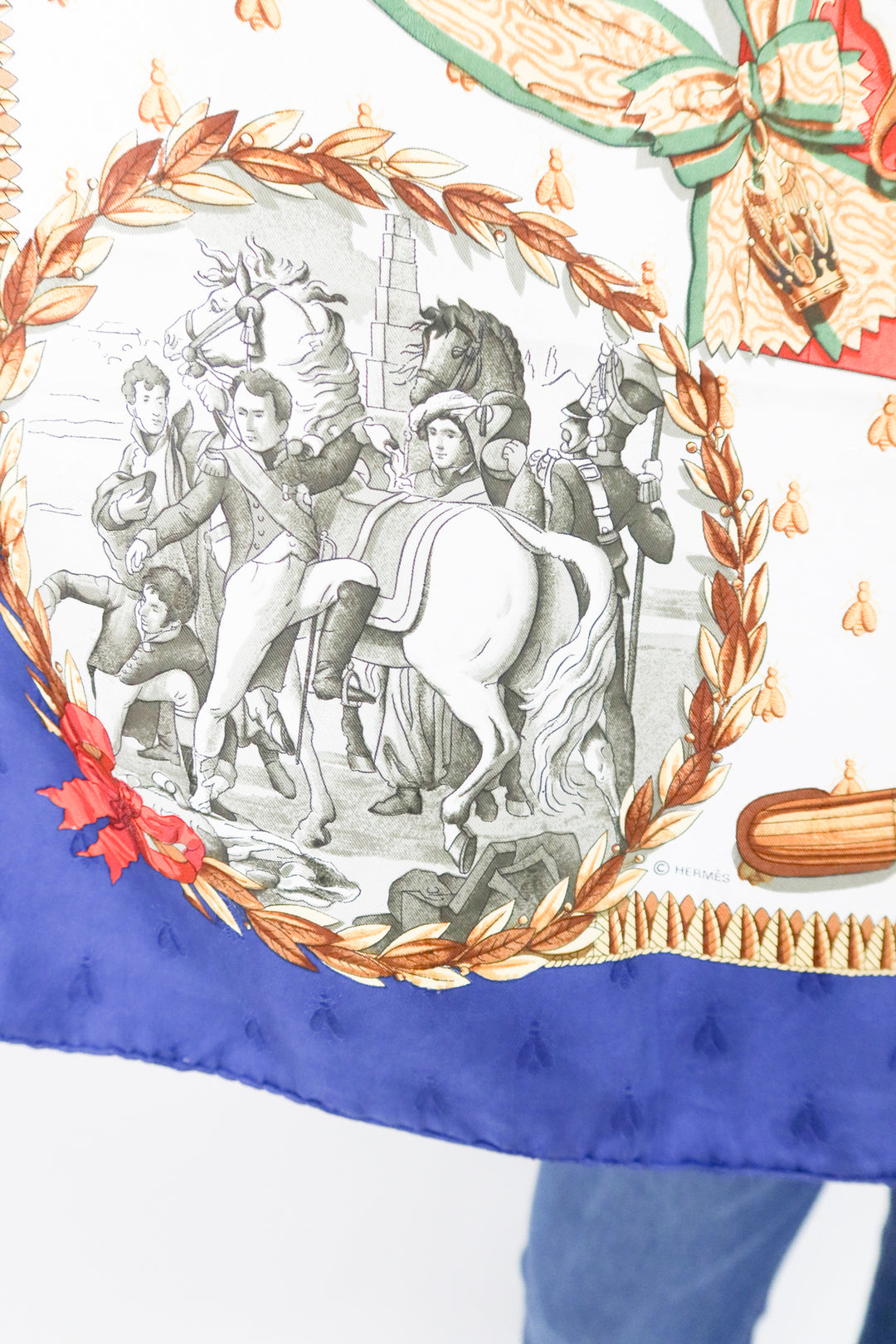 Hermes "napoleon" silk scarf (vintage; est. $690)