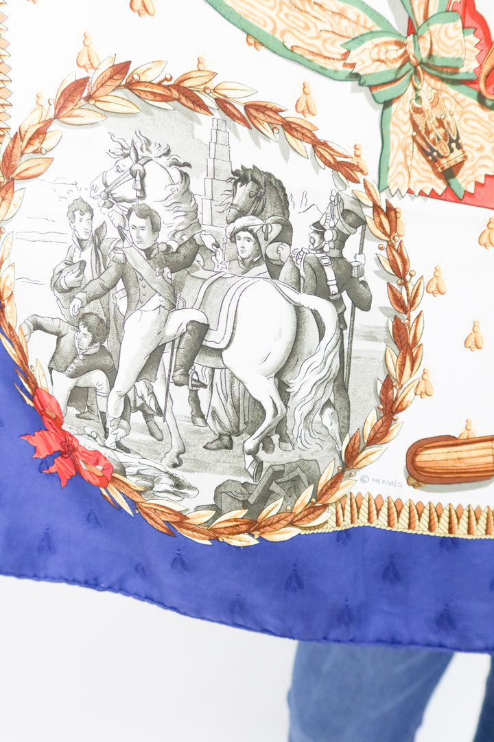 Hermes "napoleon" silk scarf (vintage; est. $690)
