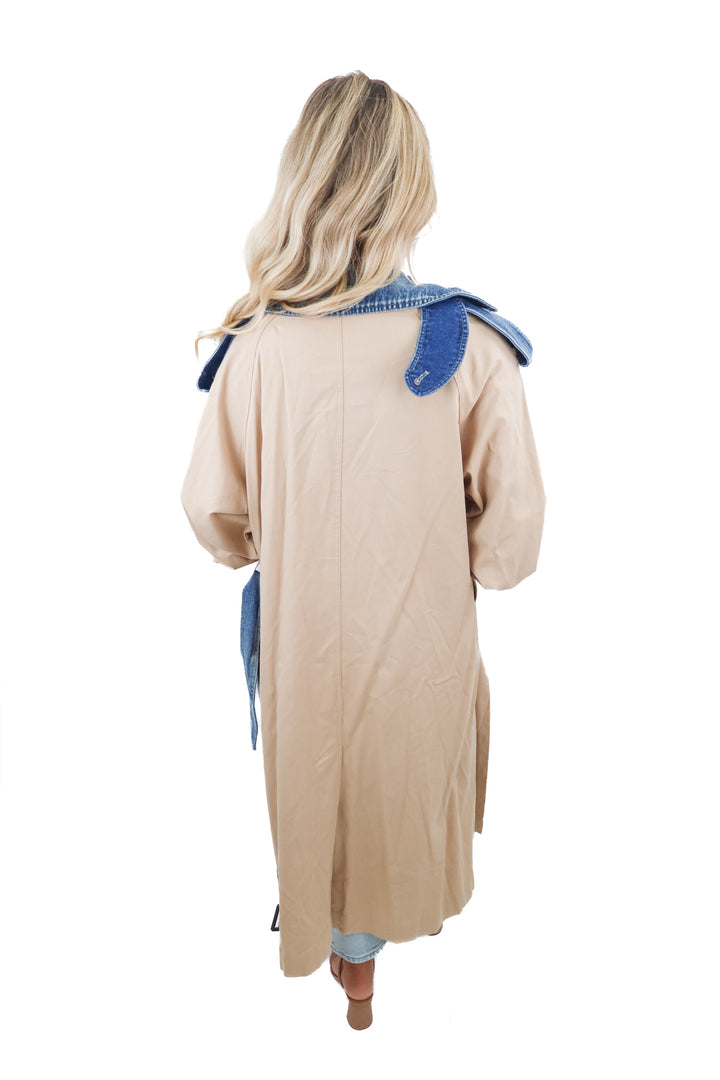 Vici denim/tan trench coat (retail $114)