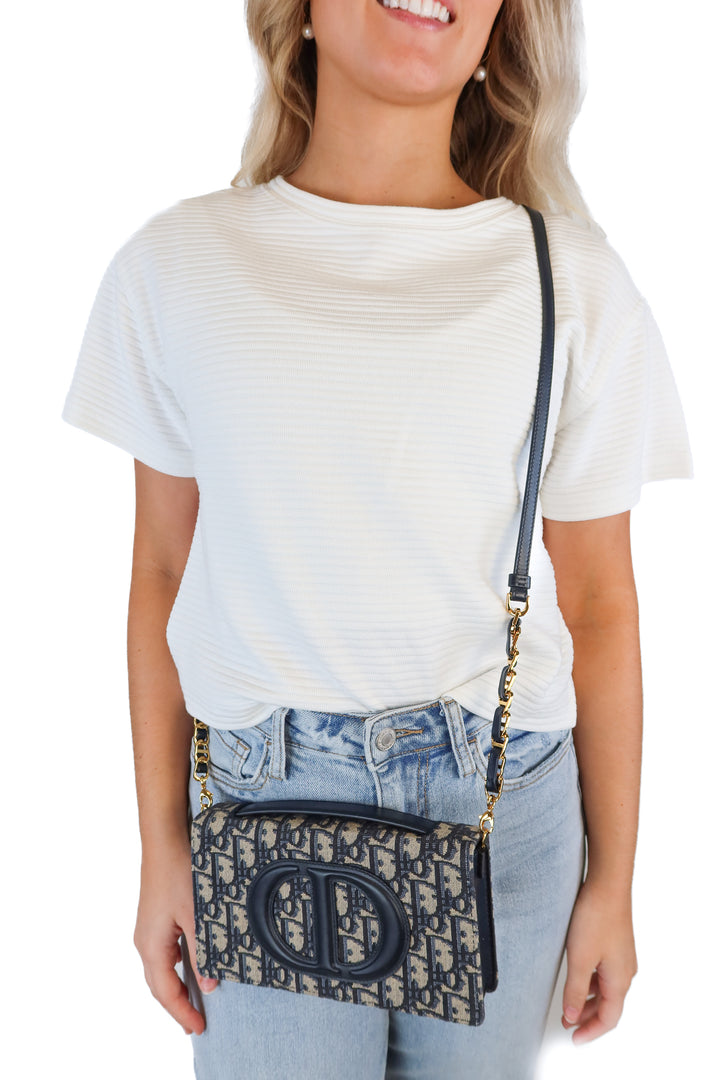 Dior CD Signature Mini Bag In Blue Oblique Jacquard (retail $2,650)*