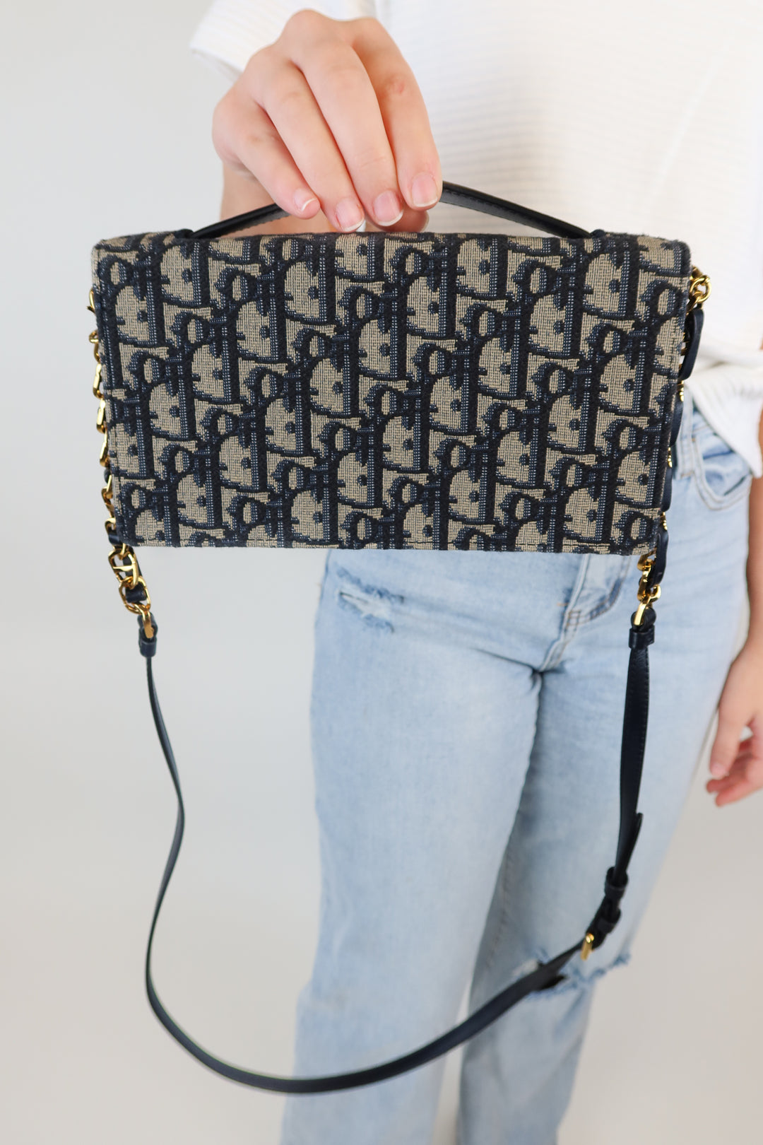 Dior CD Signature Mini Bag In Blue Oblique Jacquard (retail $2,650)*