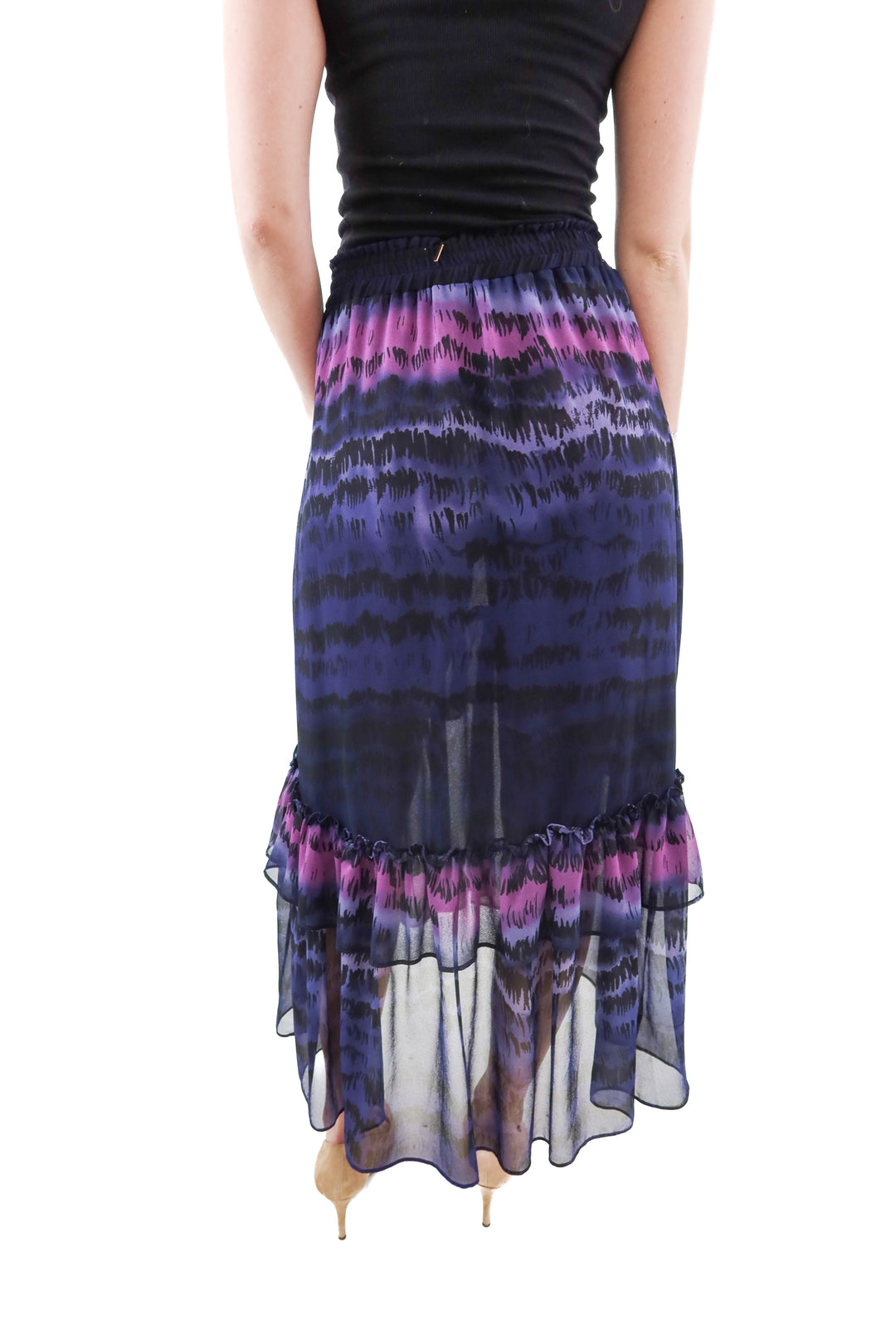 Misa purple ombre sheer maxi skirt NWT (M)