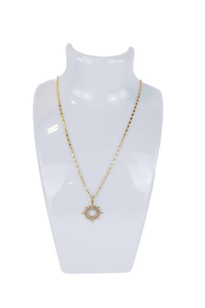 gold/crystal sun necklace