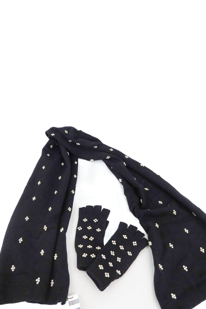 Lele Sadougi pearl cluster scarf and gloves NWT (retail $290)