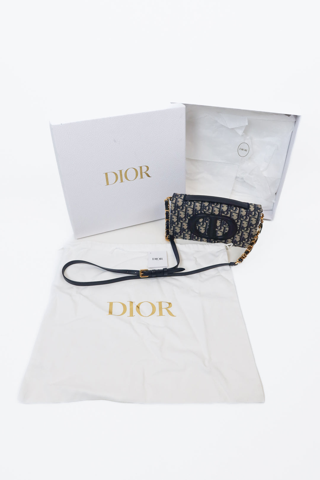 Dior CD Signature Mini Bag In Blue Oblique Jacquard (retail $2,650)*