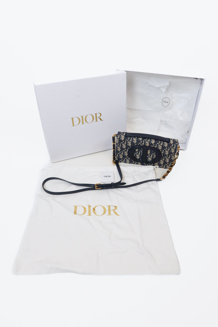 Dior CD Signature Mini Bag In Blue Oblique Jacquard (retail $2,650)*