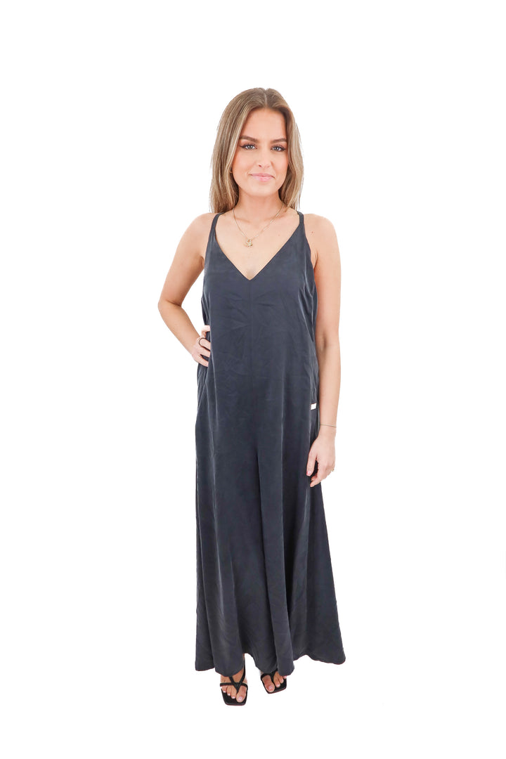 lunya dark grey jumpsuit (xs; retail $198)
