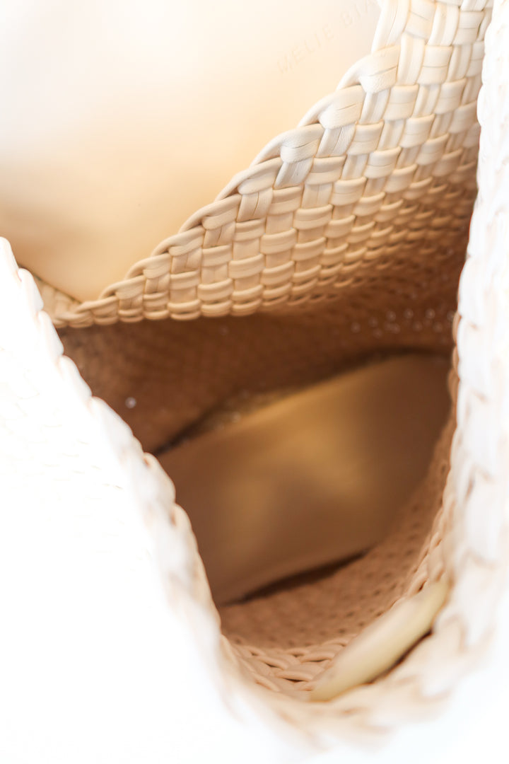 Melie Bianco Ivory Woven Vegan Leather Shoulder Bag NWT (retail $150)