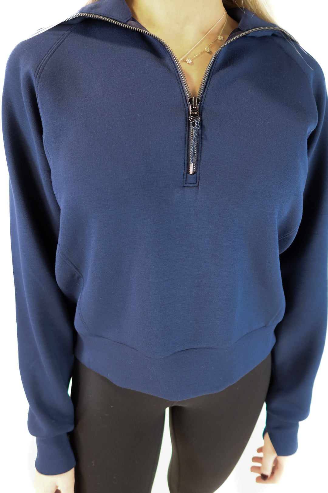 Spanx Air Essentials Navy Half-Zip (M; retail $118)