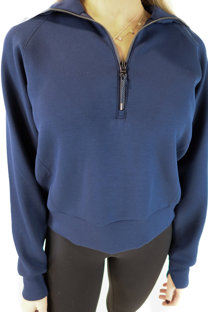 Spanx Air Essentials Navy Half-Zip (M; retail $118)