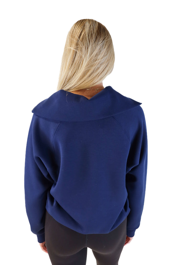 Spanx Air Essentials Navy Half-Zip (M; retail $118)