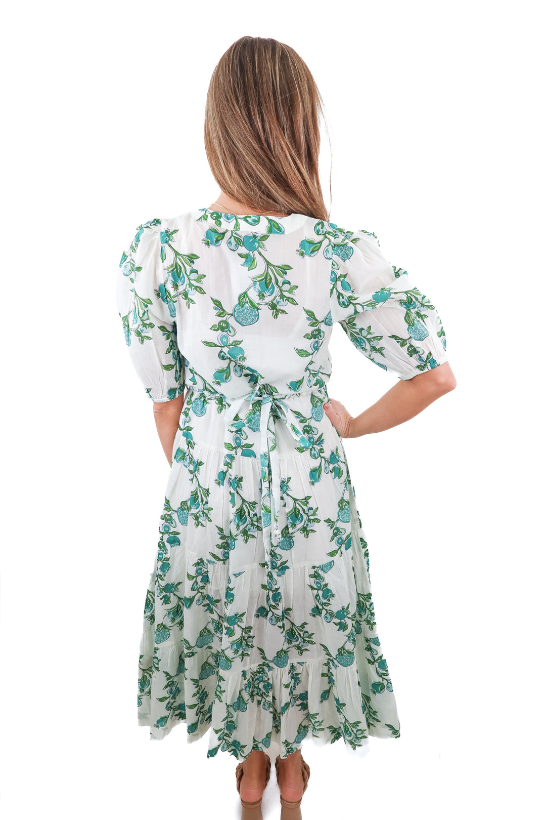 hannah white/green floral maxi dress (0; retail $595)