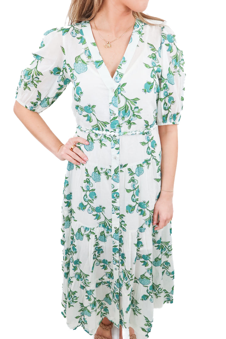 hannah white/green floral maxi dress (0; retail $595)
