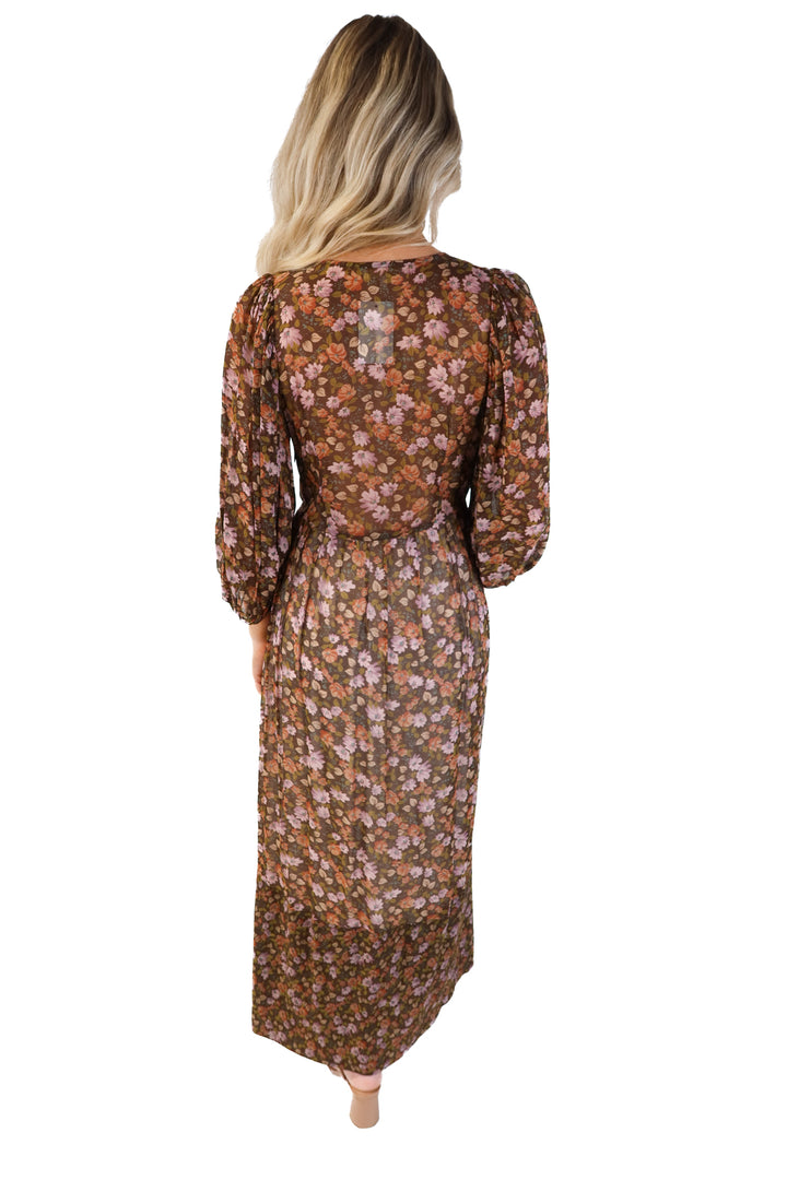 ByTiMo brown floral maxi dress (s; retails for $245)