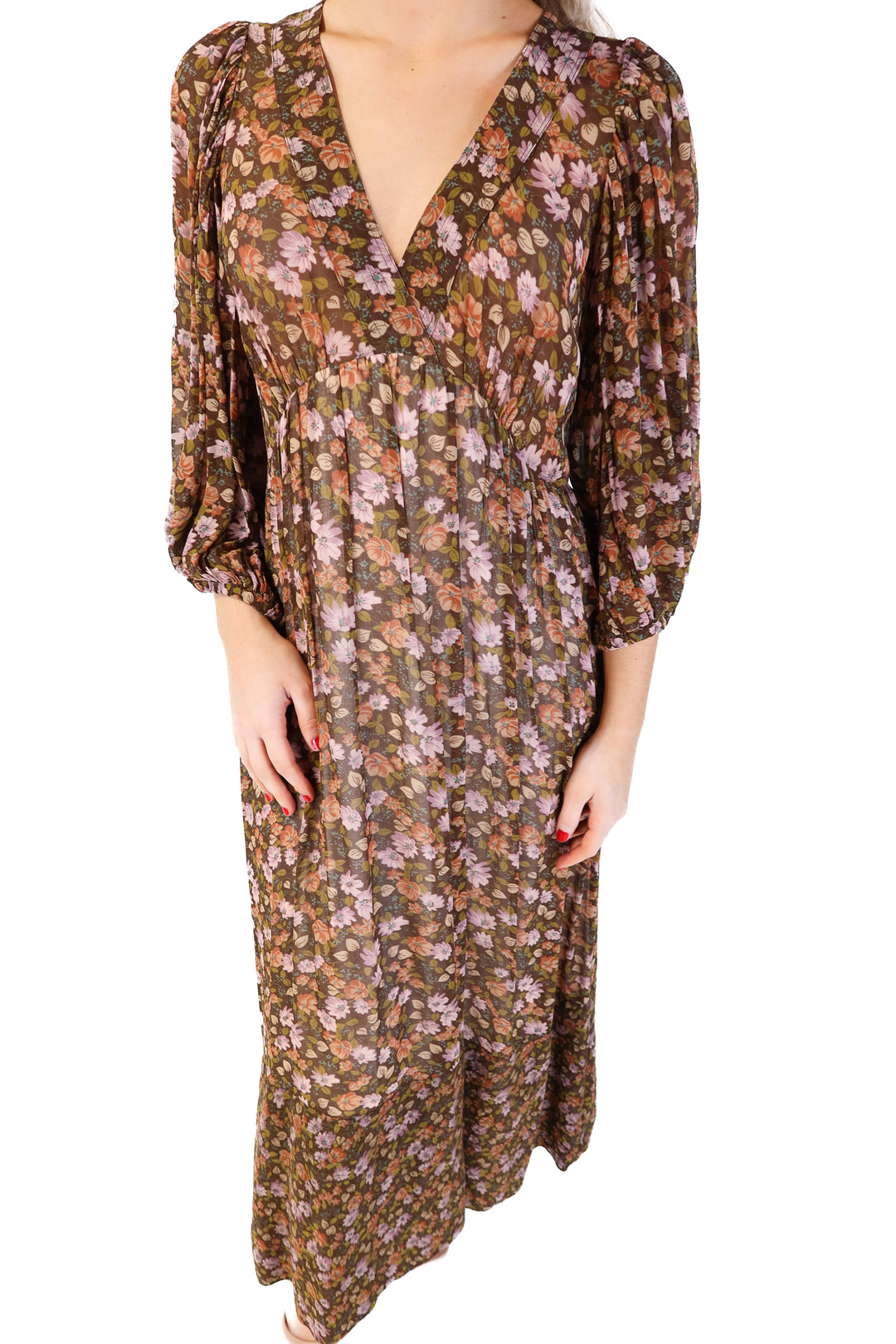 ByTiMo brown floral maxi dress (s; retails for $245)