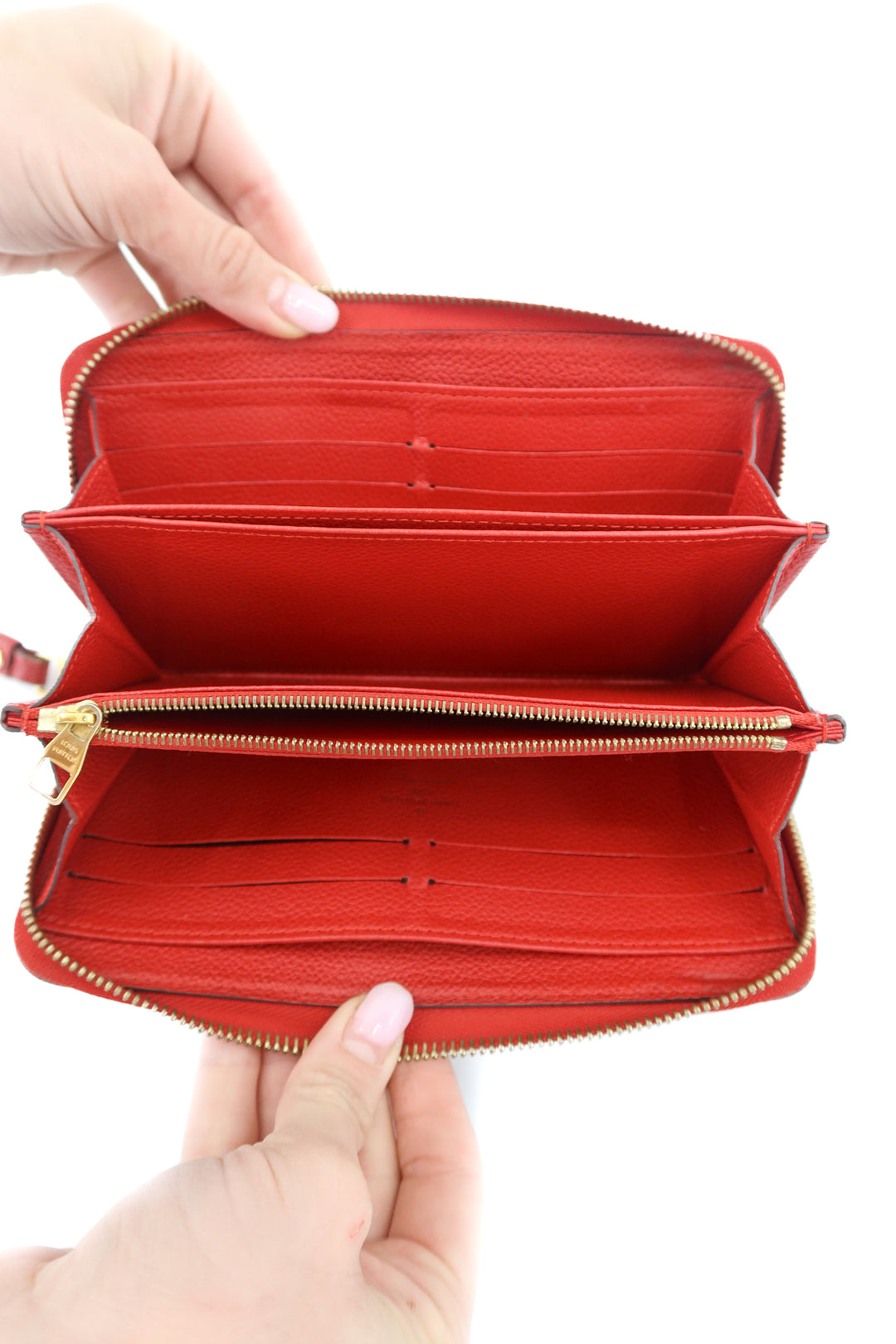 Louis Vuitton Red Monogram Empreinte Zippy Wallet (retail $1,170)
