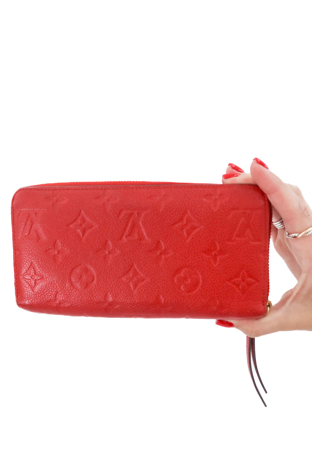 Louis Vuitton Red Monogram Empreinte Zippy Wallet (retail $1,170)