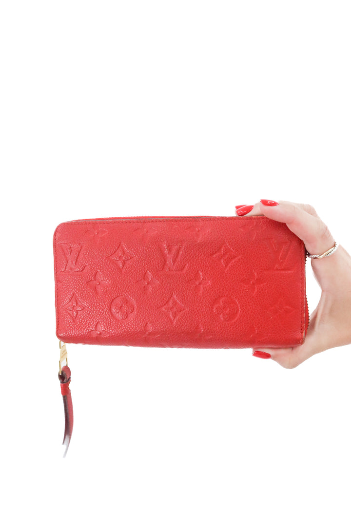 Louis Vuitton Red Monogram Empreinte Zippy Wallet (retail $1,170)