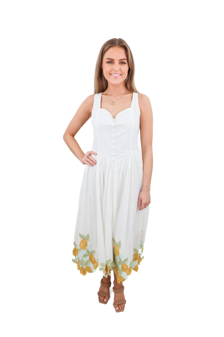 ivy city white maxi lemon dress NWT (s; retail $128)
