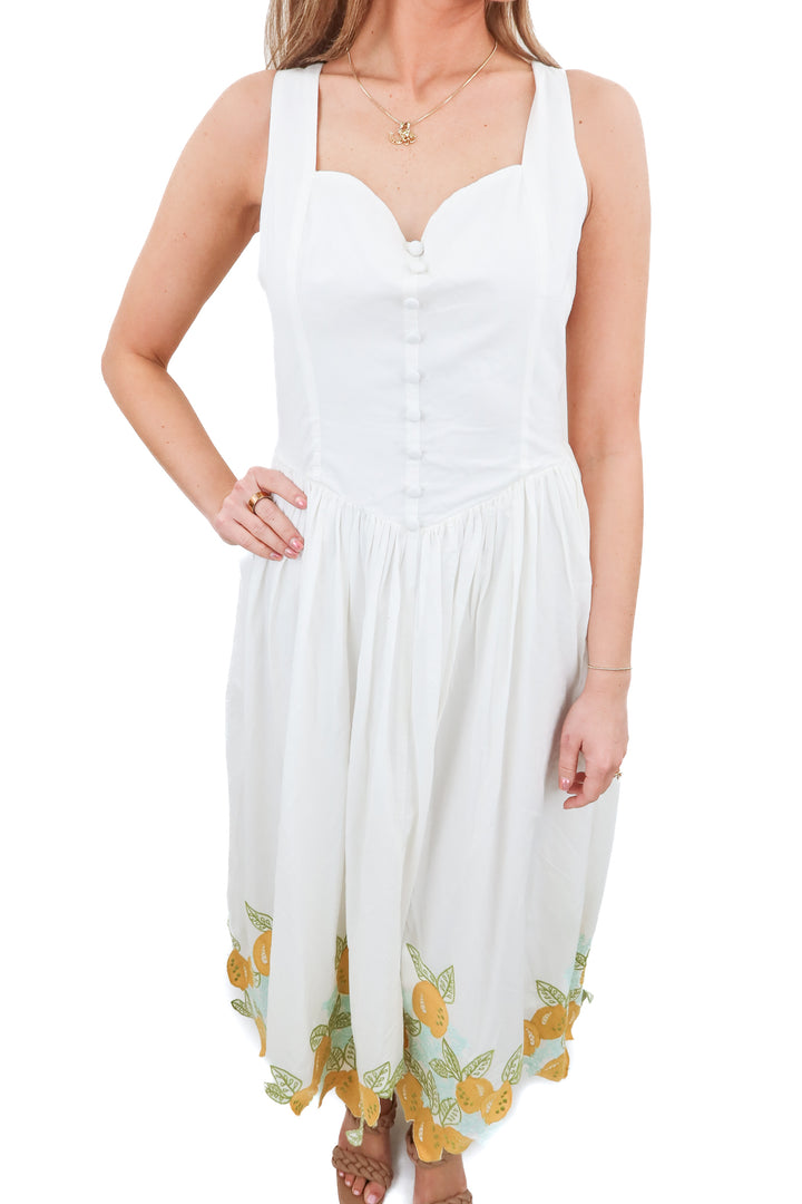 ivy city white maxi lemon dress NWT (s; retail $128)