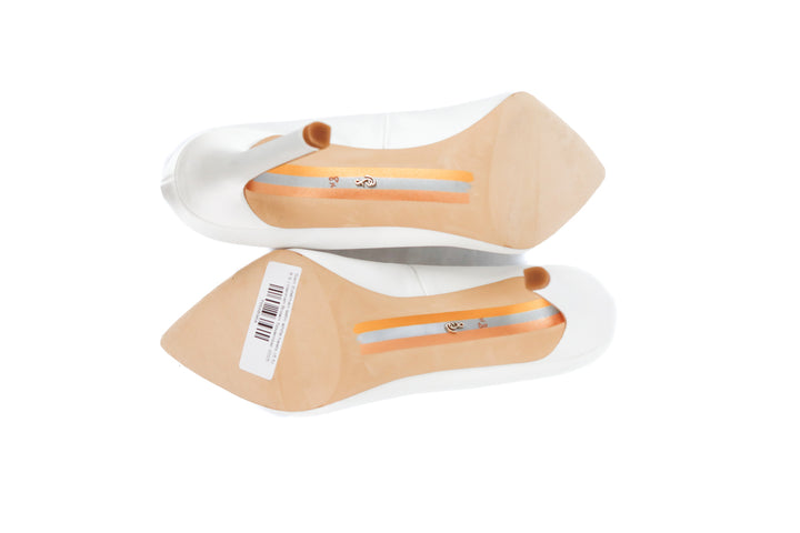 Sam Edelman satin white heels (8.5; retail $150)