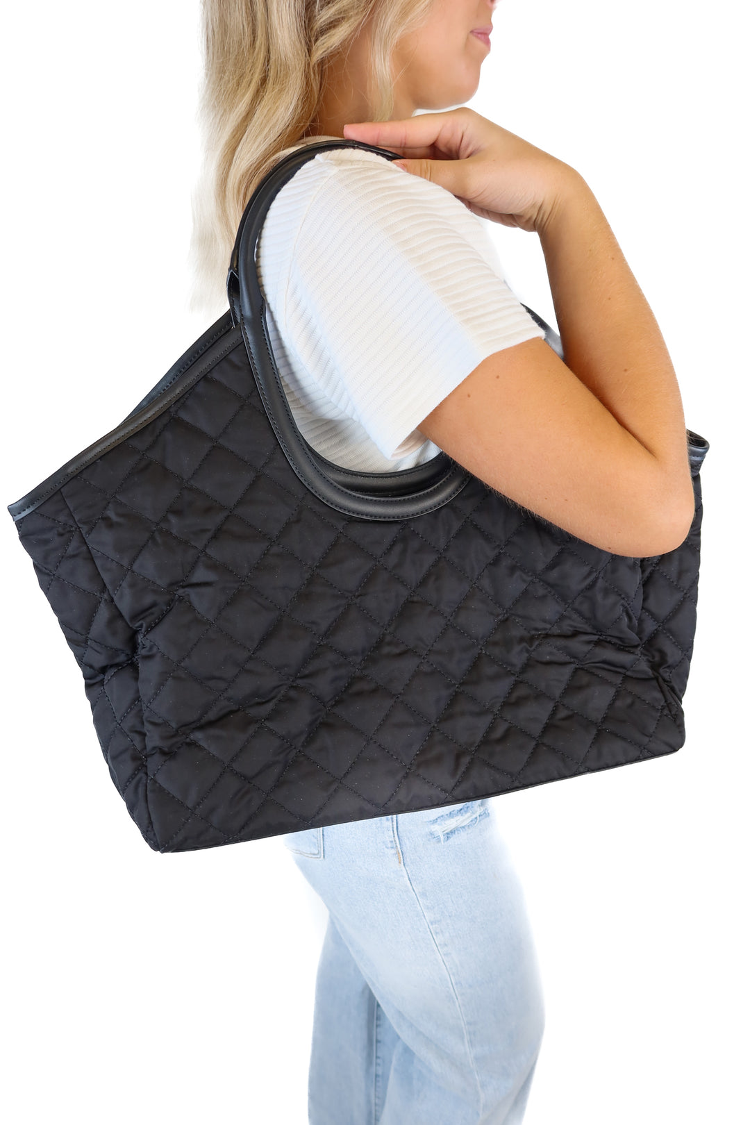 Ann Taylor Black Quilted Tote Bag (retail $112)
