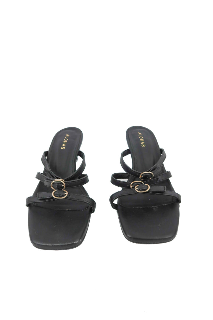 Alohas black buckle sandals (39)