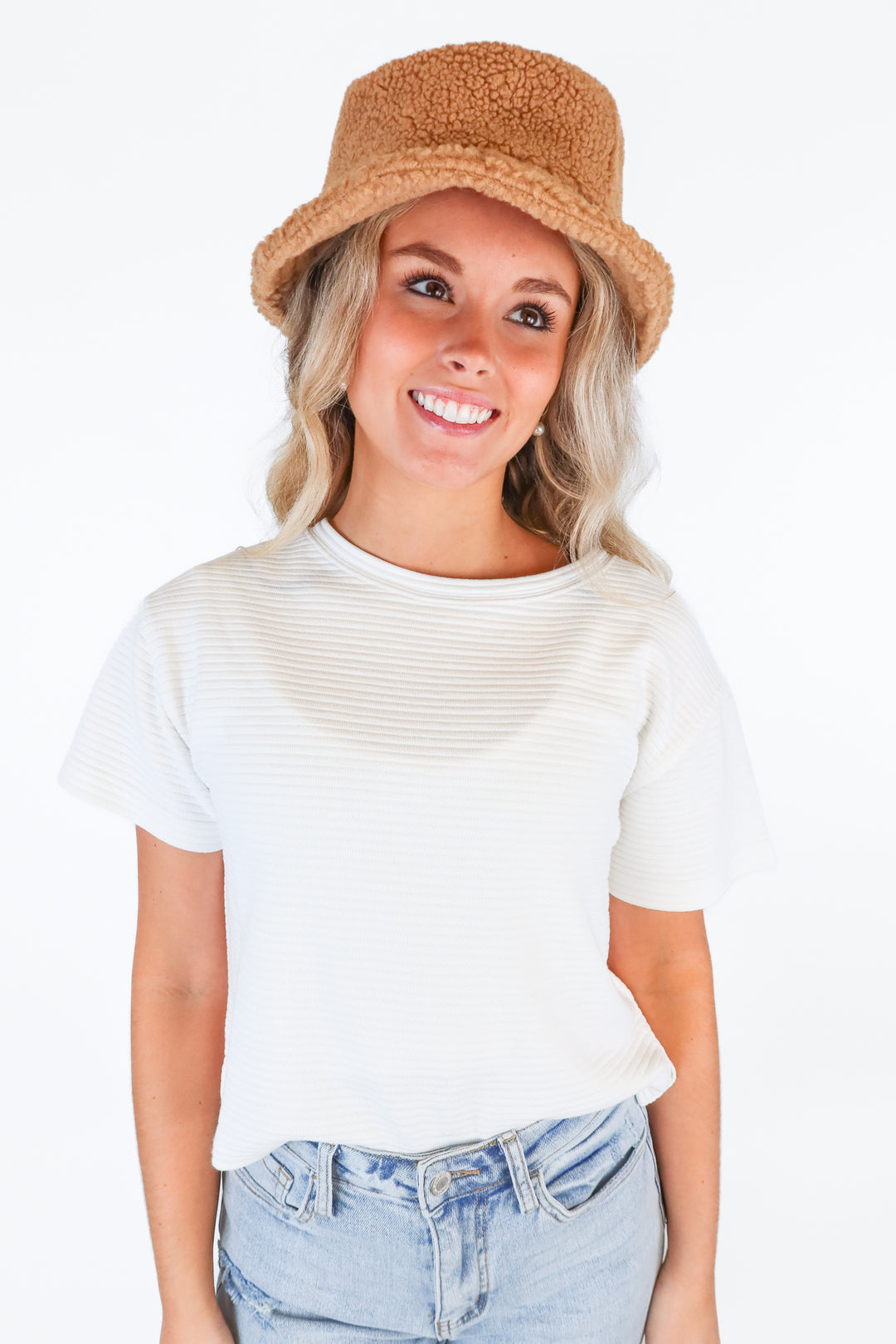 Ann Taylor Tan Sherpa Bucket Hat (retail $44.50)