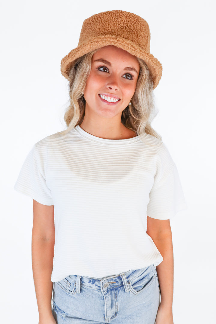 Ann Taylor Tan Sherpa Bucket Hat (retail $44.50)