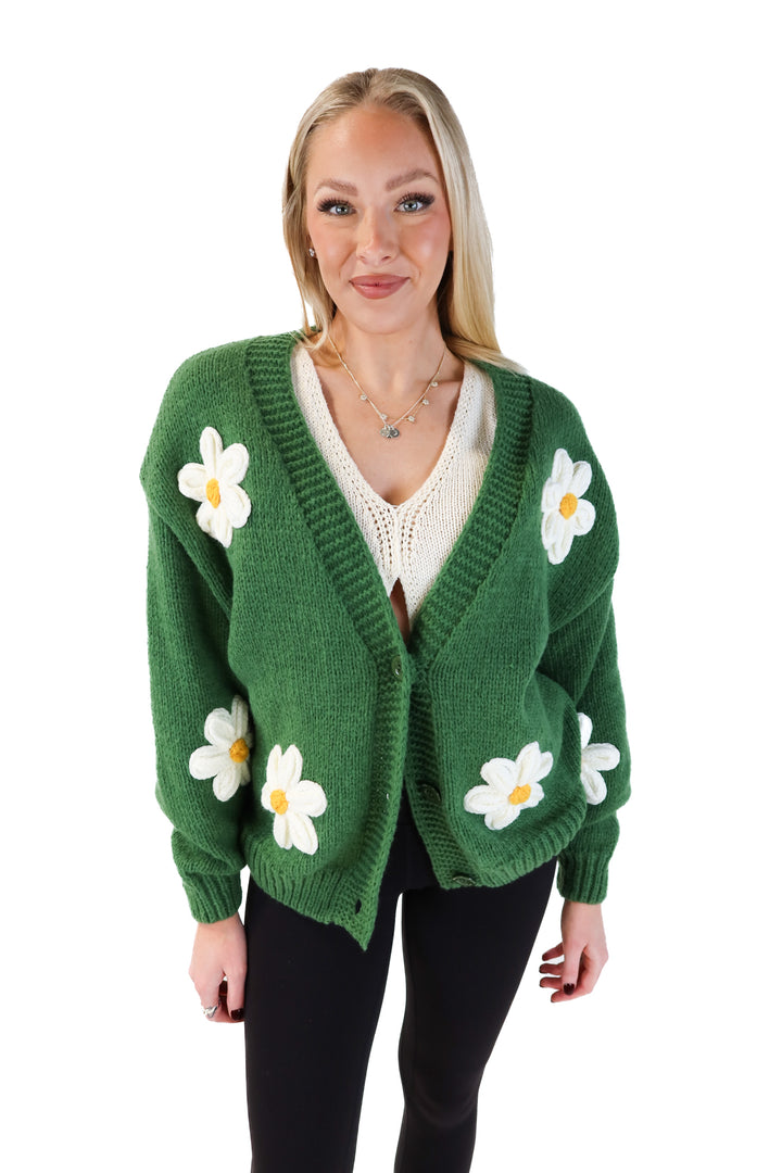 Eye candy green floral cardigan (o/s)