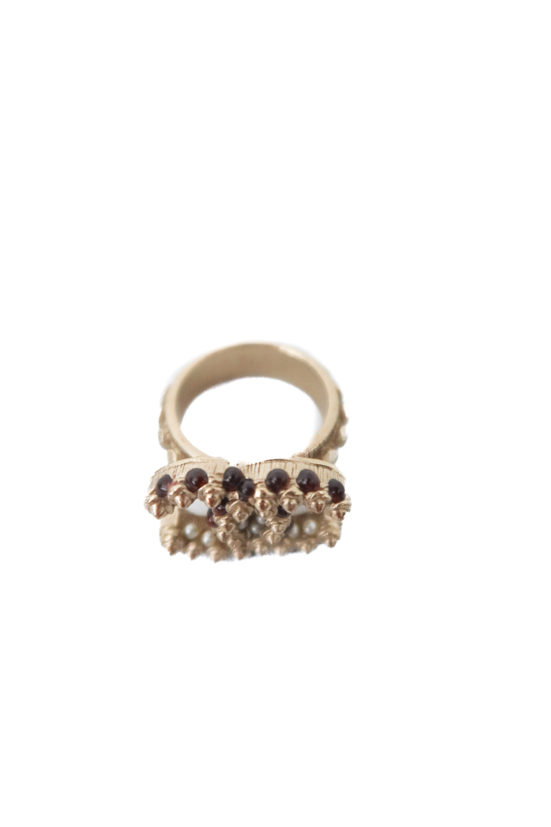 Chanel Silver & Garnet Double C Ring (size 5; retail $725)