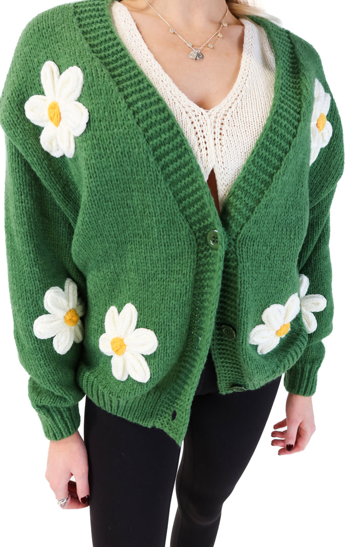 Eye candy green floral cardigan (o/s)