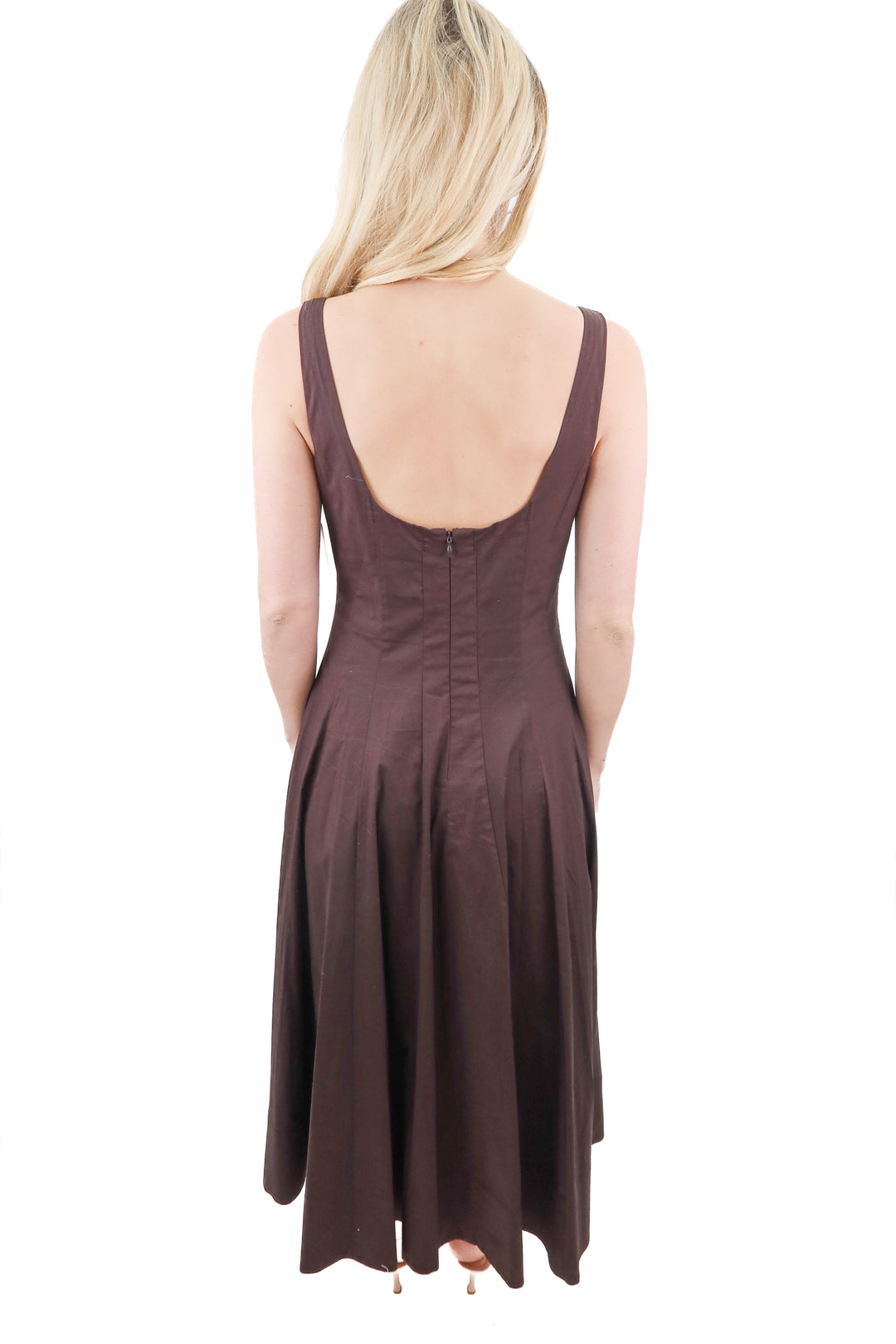 staud brown corset maxi dress (6; retail $285)
