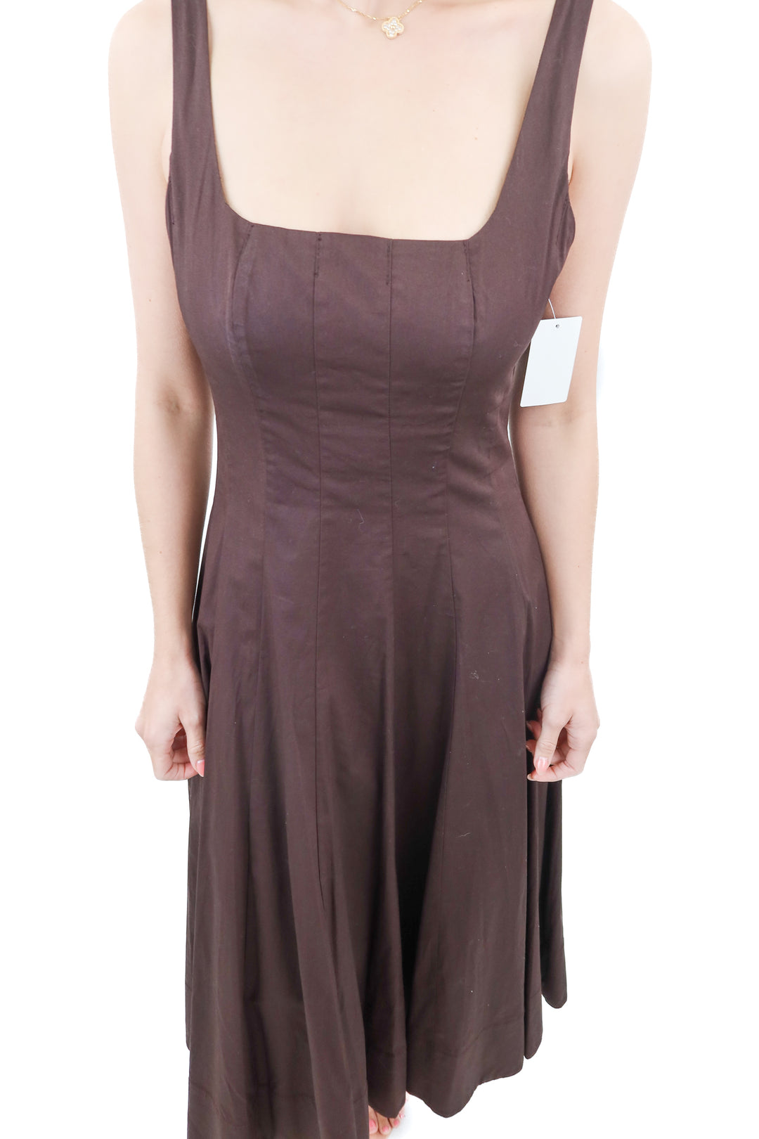 staud brown corset maxi dress (6; retail $285)