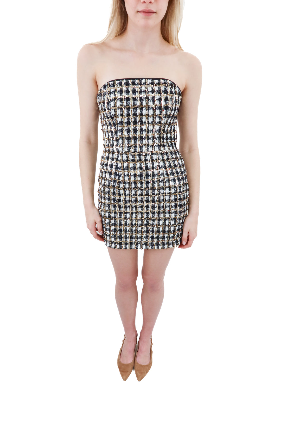 Black Halo sequin strapless dress NWT (2; retail $450)