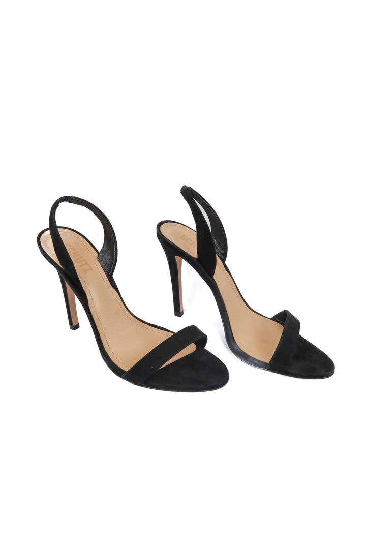 Schutz black suede heel (8.5)
