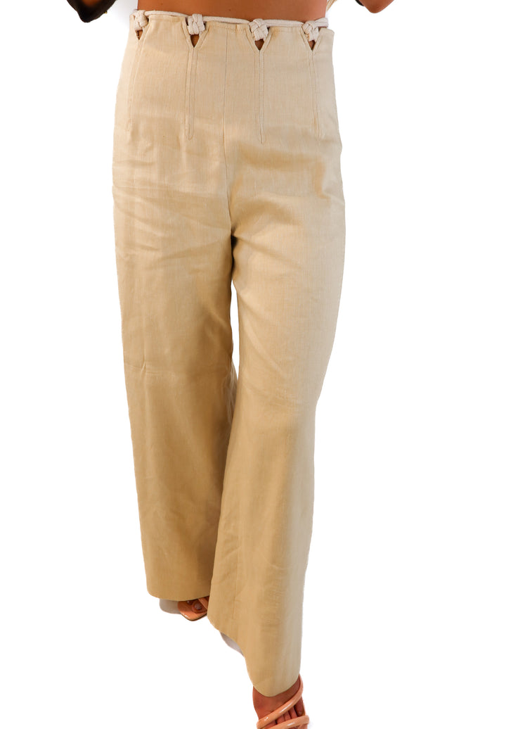 Antonio Melani cream tie hem pants (4; retail $249)
