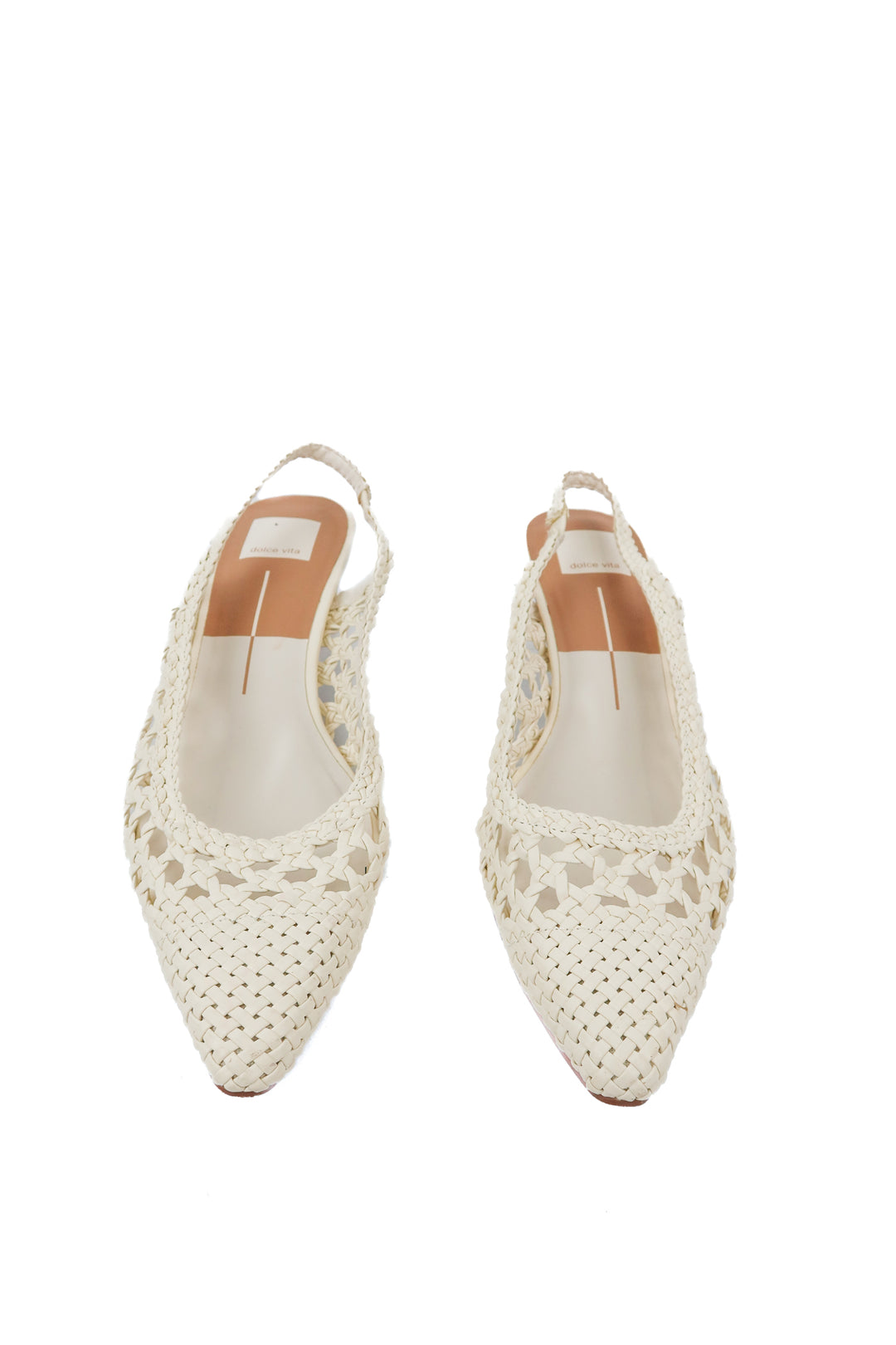 dolce Vita white woven heels (9; retail $130)