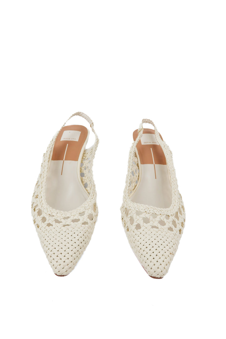 dolce Vita white woven heels (9; retail $130)