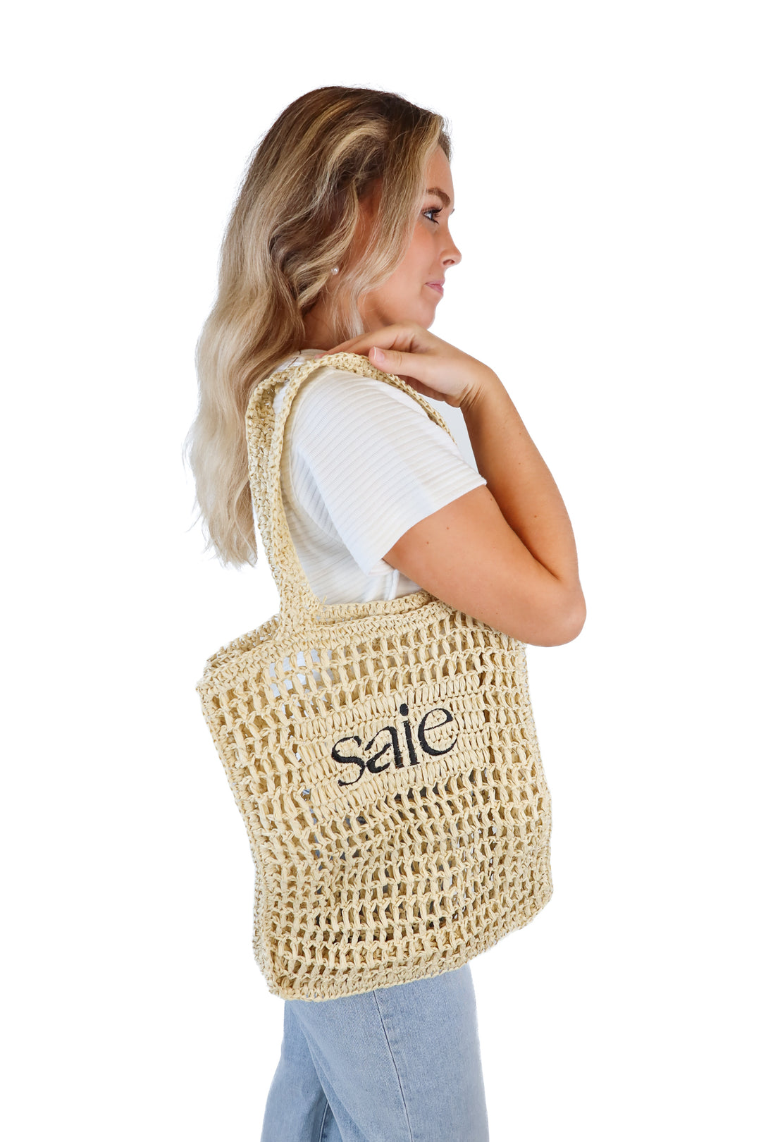 Saie beauty straw beach bag NWOT