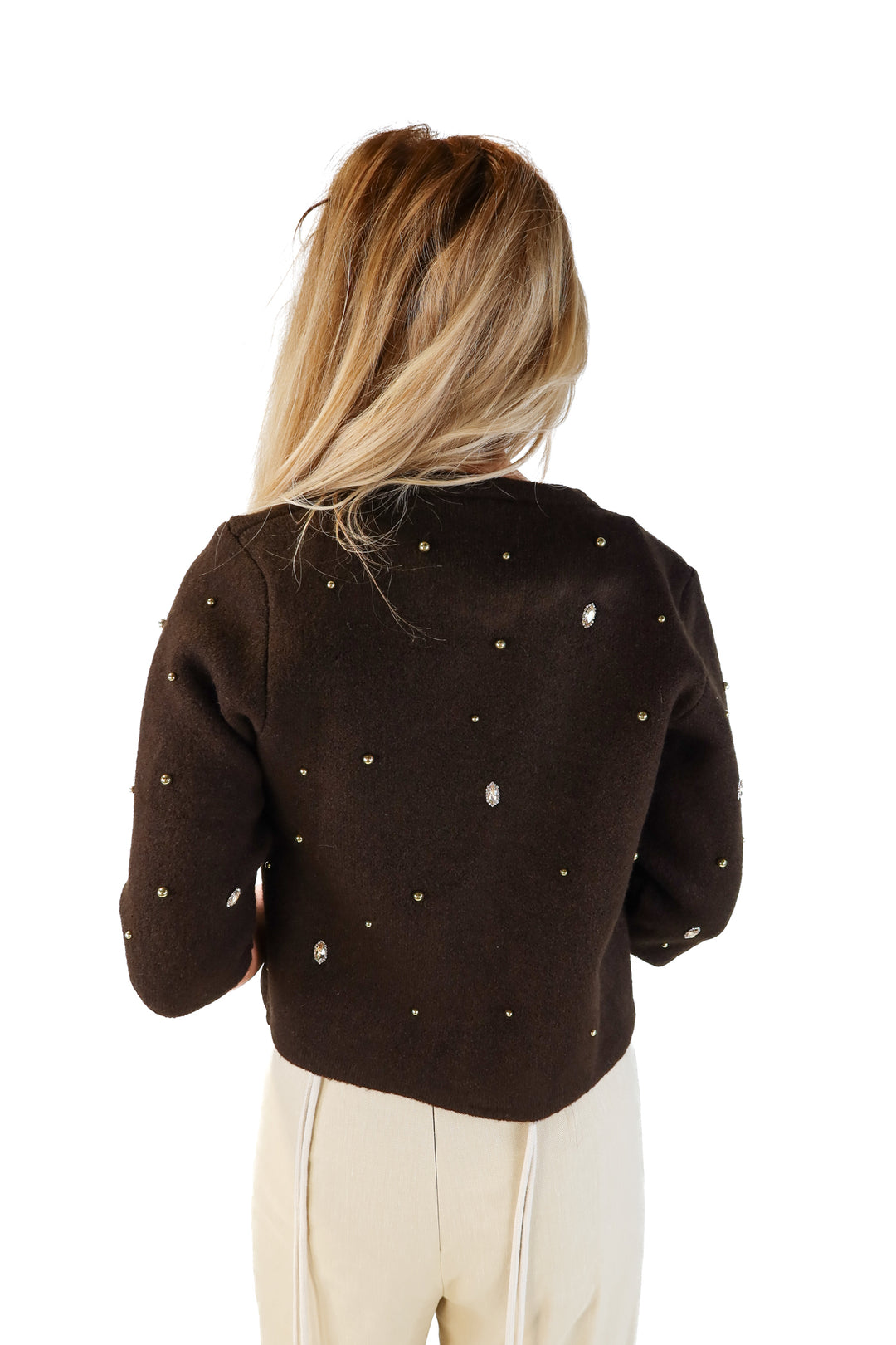 Zara brown rhinestone cardigan NWT (L)