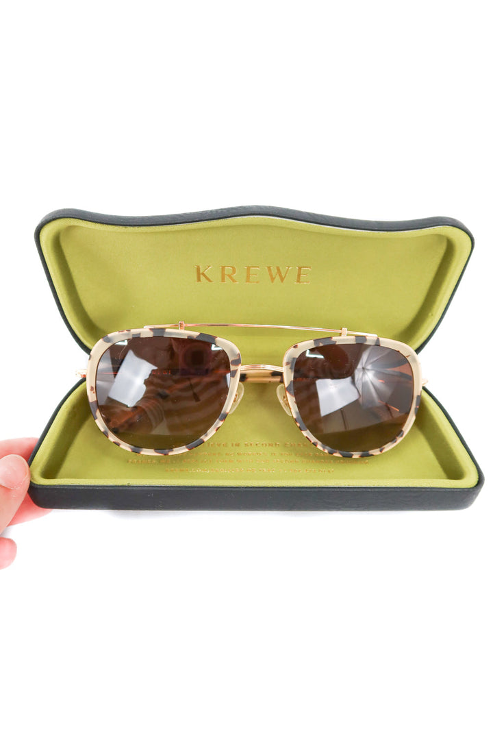 Krewe round tortise aviator sunglasses (retail $365)