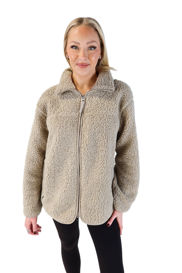 H&M oversized furry zip up coat (s)