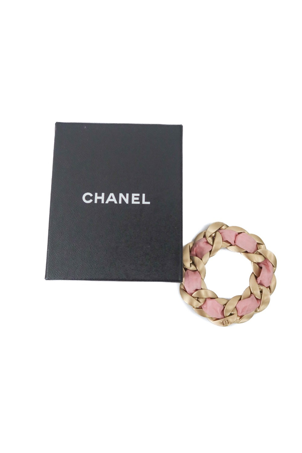 Chanel pink fabric link bracelet (nwt; retail $525)